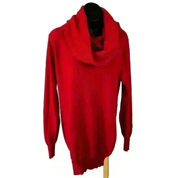 Vintage 80's Daniel Caron 100% Cashmere Red Sweater Dress / Tunic Size S - Picture 2 of 5